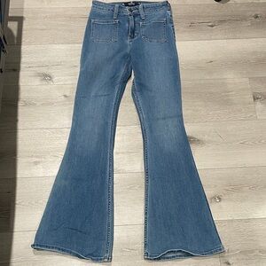 Hollister Medium Blue High-Rise Flare Jeans